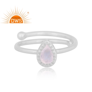 Anillos de plata de ley 925 con piedra lunar de arcoíris Natural, joyería de alta calidad - Product Image 2