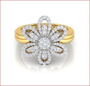 1.00 TCW Real Diamond Floral Engagement Ring | 14K Yellow Gold Sparkling Designer Party Wear Fine Jewelry for Women Luxury - Product Image 1