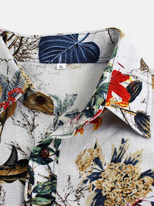 Vente d'été chaude hommes décontracté tissé coton respirant à manches longues robe chemise impression florale écologique coupe ample nouveauté - Product Image 2