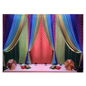 Zari telón de fondo cortinas para Sangeet ceremonia hermosa Sangeet ceremonia etapa telón de fondo cortinas Punjabi Mehndi etapa Bacdrops - Product Image 1