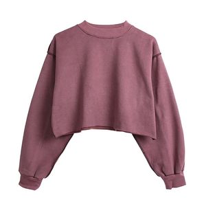 New Design <b>Sweatshirts</b> <b>Girls</b> Croptop <b>Hoodies</b> Pullover 100% Cotton Oversize Thermal <b>Sweatshirt</b> Women Oversized Crop Sweat Shirts - Product Image 5