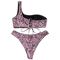 Ensemble de maillots de bain bikini asymétrique personnalisable pour filles, grande taille, coupe-vent, sexy, à rayures, en polyester et élasthanne, idéal pour l'été à la plage