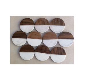 Dessous de verre carrés en pierre de bois et de marbre avec support disponible en différentes formes d'utilisation - Product Image 6