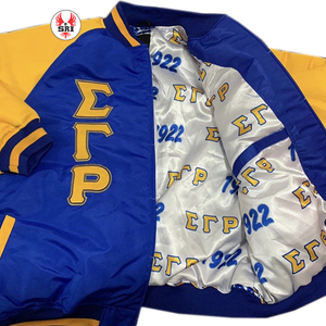 Wholesale Sigma Gamma Rho Stylish Satin Jacket Rib <b>Stand</b> Collar High Street Design Winter Bomber One Layer Polyester Coated - Product Image 2