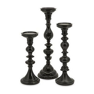 Ensemble de 3 bougeoirs pour décoration de mariage, finition argentée, bougeoir à pilier artisanal - Product Image 3