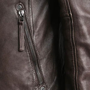 Grossiste hommes D'agneau Véritable bomber Veste En Cuir avec Deux Poches Avant À Glissière - Product Image 5