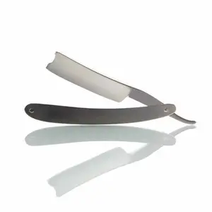 Men Straight <b>Edge</b> Folding Razor with <b>Plastic</b> Handle Vintage Salon Barber Manual Beard Shaver Cutter Holder without Blade - Product Image 1