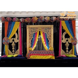 Muslim Colorful <b>Mehndi</b> Stage <b>Decoration</b> Setup Muslim Heena Function Wedding Stage Indian Wedding Sangeet Night Stage Decor Set - Product Image 1