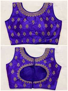 Tela de seda pesada Secuencia de bordado trabajado Sari blusa lehenga blusa - Product Image 6