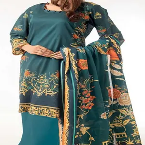 Vrouwen Shalwar Kameez In Gazon Stof In Digitale Print Van Pakistan Branded Suits