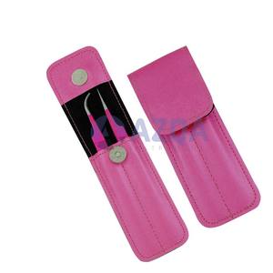 Ensemble de pinces à extensions de cils en acier inoxydable en gros avec étui en cuir Fabriqué au Pakistan - Product Image 1