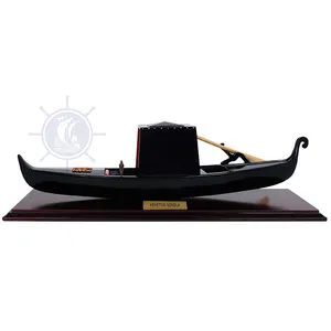 木制工艺品威尼斯贡多拉黑色喷漆快艇航海装饰模型，用于家居装饰