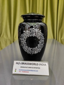 อลูมิเนียมมือวาดชิ้นเอกโกศสำหรับมนุษย์ขี้เถ้าศพอุปกรณ์ BRASSWORLD อินเดีย - Product Image 6