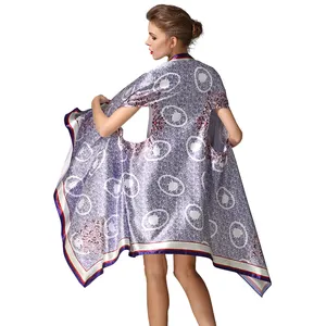 Jubah Kimono Desain Kardigan Pantai Sifon Satin Kustom Menutupi Pencetakan