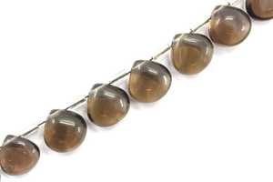 Increíble calidad hermosa 15 piezas Natural cuarzo ahumado piedra preciosa suave Briolette cuentas en forma de corazón al por mayor - Product Image 2