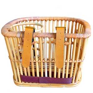 Cesta de mimbre para bicicleta con soporte para bebidas - Product Image 3