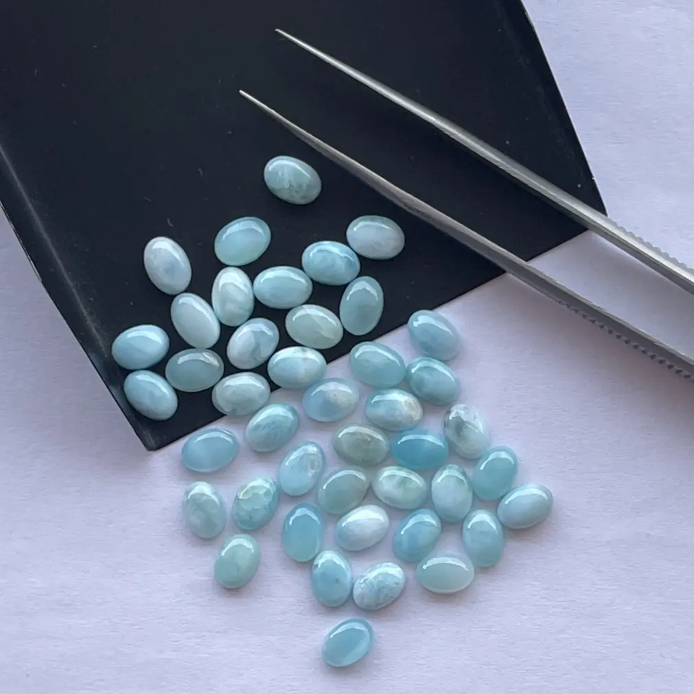 6x4mm Naturel Larimar Pierre Ovale Flatback Lâche Semi Précieux Cabochons au Prix D'usine Pierres Précieuses En Gros Acheter Maintenant Boutique En Ligne