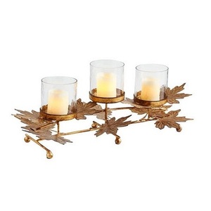 Bougeoir en aluminium couleur or Bougeoir de qualité exclusive avec cheminée en verre pour la décoration de la maison et de l'hôtel - Product Image 3