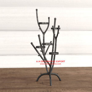 Antique noir fait à la main 5 bras arbre branche candélabre métal mariage centres de table carré décorations pour la maison prix de gros - Product Image 2