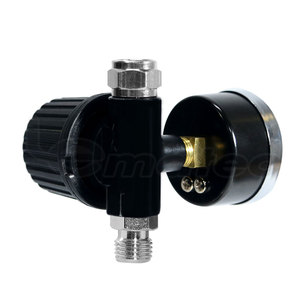 LEMATEC เครื่องปรับแรงดันลม 0-140 PSI เกจวัดแบบอะนาล็อก ตัวเรือนโลหะ 1/4 นิ้ว สำหรับปืนพ่นลม เครื่องมือลม - Product Image 4
