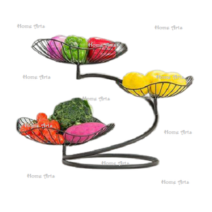 Iron <b>Black</b> Color Fruits <b>Storage</b> <b>Basket</b> <b>With</b> Superior Quality Round Shape <b>Storage</b> <b>Basket</b> For Kitchenware Use - Product Image 5