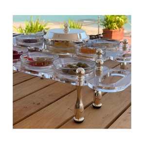 Plateau de service en acrylique transparent en vrac avec poignées pour restaurant servant du café du thé des collations alimentaires plateau de petit déjeuner - Product Image 2