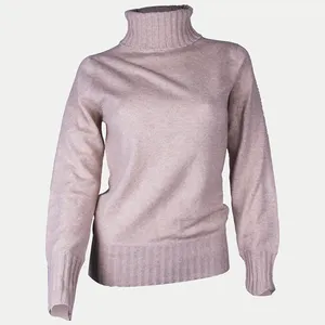 नवीनतम डिजाइन बंद गले उच्च गर्दन महिलाओं सर्दियों बुना हुआ नरम और फैंसी गर्म बंद गले कश्मीरी स्वेटर