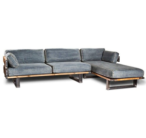 Sofá Tapizado en Tela Vaquera de Alta Calidad |   Juego de Sofás de Mezclilla de Lujo Moderno con Estructura de Madera Sólida |   Sala de Estar Suave y Confortable - Product Image 3
