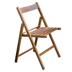 High quality Made in Italy folding chair in beech wood with curved shoulder walnut color Happy Hour for private label