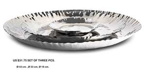 Acier inoxydable Sq. Ensemble de 2 plateaux de fruits plaqués nickel brillant de qualité supérieure Plateau de service style unique - Product Image 2