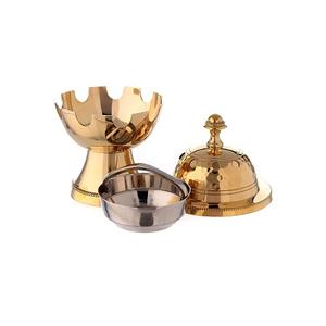 Quemador Bakhoor de incienso de latón de diseño atractivo con mango Quemador Oud de color dorado del fabricante en India - Product Image 4