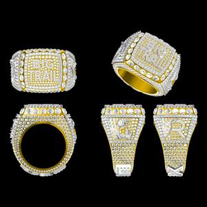 NUEVO Anillo de Hip-Hop personalizado con oro amarillo de 10K 33 gramos Peso de oro y diamantes naturales-Peso de 14,41 quilates - Product Image 5