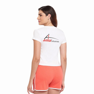 White Color Printed T-<b>Shirt</b> with <b>Peach</b> Color Short hot Selling Plus size Summer sets - Product Image 4