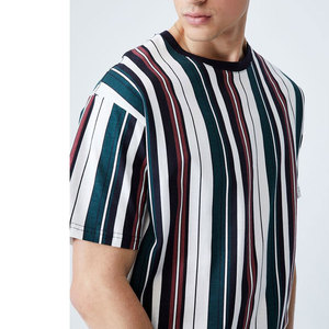 Camiseta a rayas con logotipo personalizado y Camiseta con cuello de tortuga Camisetas a rayas de manga corta ajustadas personalizadas - Product Image 2