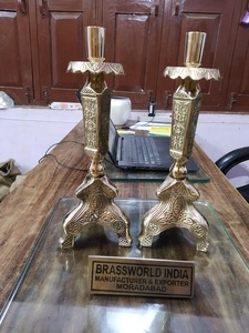 ทองเหลืองเต็มรูปแบบสลักคริสตจักรเทียนติดคริสตจักรอุปกรณ์ Brassworld อินเดีย - Product Image 2