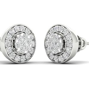 0.50 Ctw Real Diamond Cluster Stud <b>Earrings</b> 10K White Gold Screw <b>Back</b> | Round Halo Design Womens Elegant Fine Jewelry Gift - Product Image 1