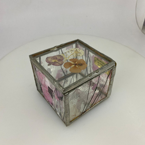 Handmade Bliss Vintage stained <b>glass</b> with dried flowers jewelry <b>box</b> - Product Image 1