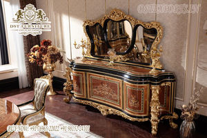 Mesa redonda de madera de teca de diseño para comedor, mueble de comedor redondo tallado pesado europeo de lujo - Product Image 4