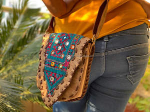 Sacs à main Banjara Vintage en cuir pour femmes, sacoche brodée ethnique, sac à bandoulière Vintage - Product Image 5