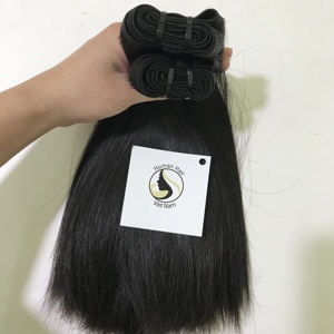 Cabello humano de doble trama sin procesar, cabello humano virgen alineación con cutícula, suave, sedoso, negro brillante, fabricante - Product Image 3