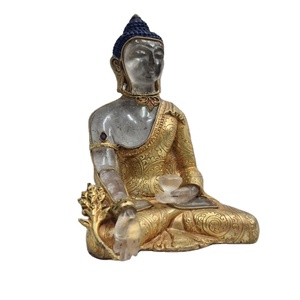 Estatuilla de cuarzo con acabado dorado de Buda para decoración del hogar, estatua de cristal transparente de alta calidad - Product Image 2