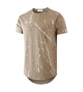 Vente chaude T-shirt décontracté pour hommes Streetwear Hipster Style Hip Hop avec ourlet déchiré Design vieilli et impression de motifs - Product Image 1