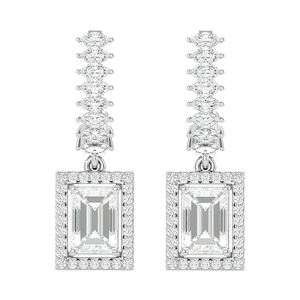Elegant 10K White Gold Solitaire Diamond <b>Earrings</b> <b>Top</b> Supplier's Beautiful Embedded Jewelry - Product Image 1