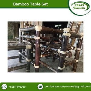 Juego de mesa de comedor no plegable de bambú indonesio de lujo antiguo, muebles para el hogar - Product Image 5