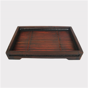 Bandeja rectangular de bambú natural para servir, encimera de madera de un solo nivel, mesa de centro para cocina, baño, armario para servir alimentos - Product Image 4