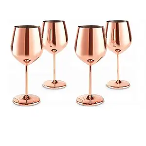 Verres à vin en acier inoxydable plaqué or rose fabriqués en Inde Verre fumé incassable à vin rouge