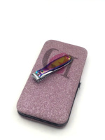 Nouveauté : Coupe-ongles incurvé professionnel en acier inoxydable japonais, couleur argent plasma arc-en-ciel, avec logo personnalisé