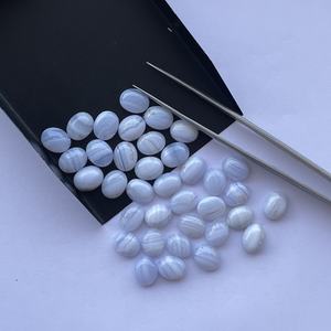 Cabujón calibrado ovalado liso de piedra de ágata de encaje azul Natural de 8mm y 10mm de proveedor de piedras preciosas a precio para hacer joyas reales - Product Image 3