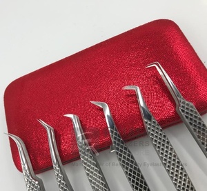 Pinzas de extensión de pestañas con agarre de diamante de acero inoxidable sostenible japonés con logotipo personalizado de alta calidad al por mayor - Product Image 2