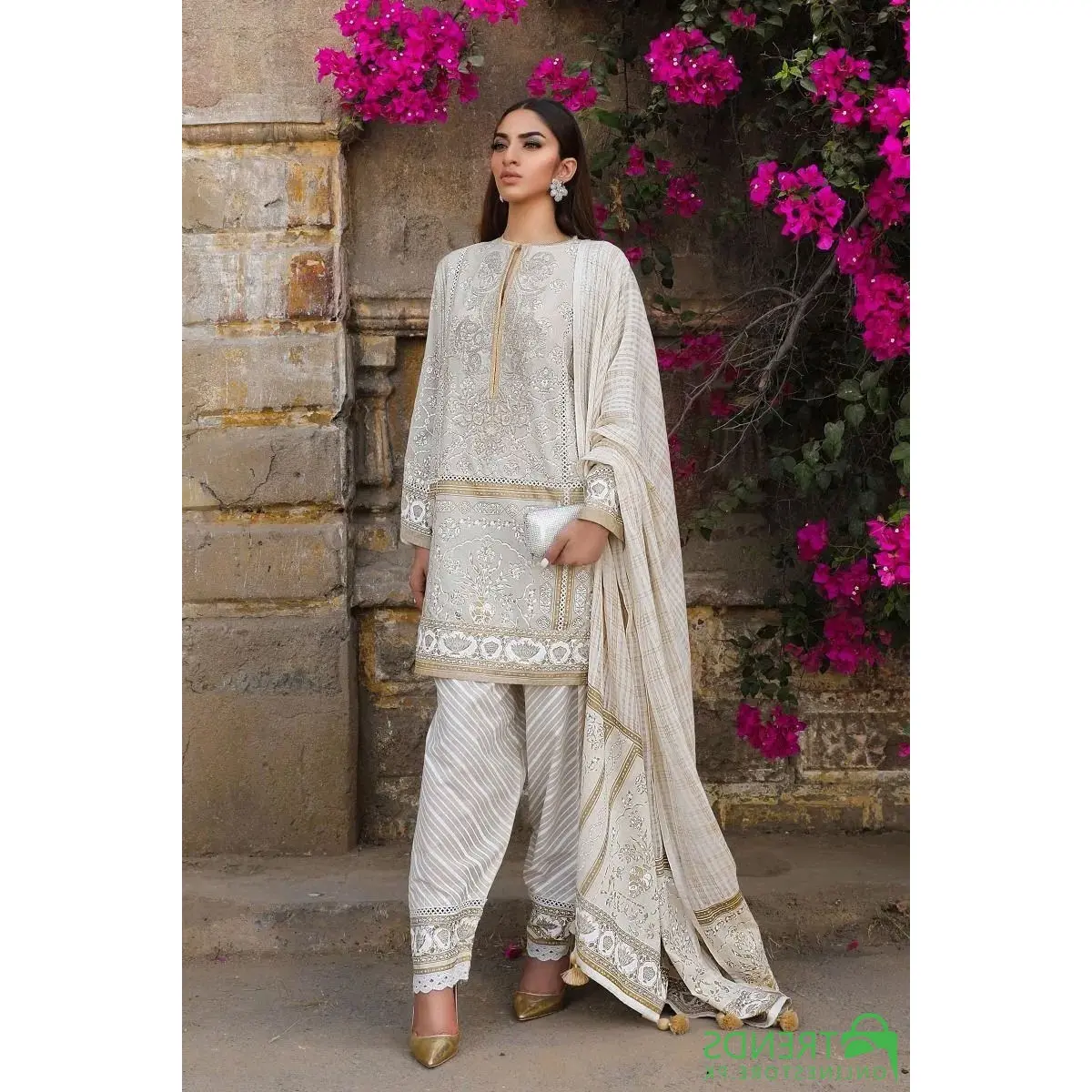 Vestido paquistaní elegante, modelo 2021, traje de césped, color brillante, muy hermoso